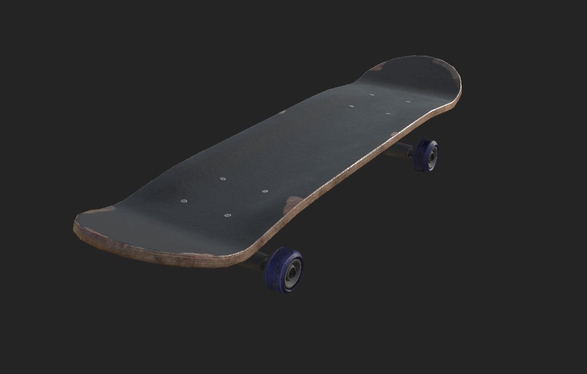 Skateboard deck — modeled and textured in Maya