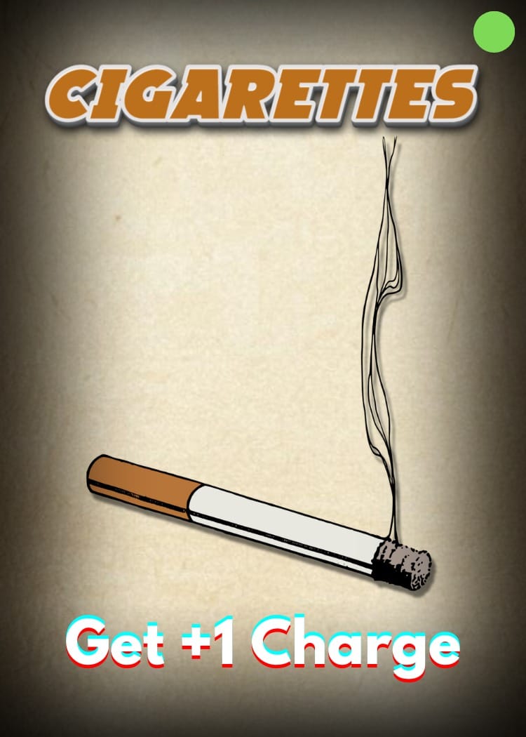 Cigarettes item card — get +1 charge