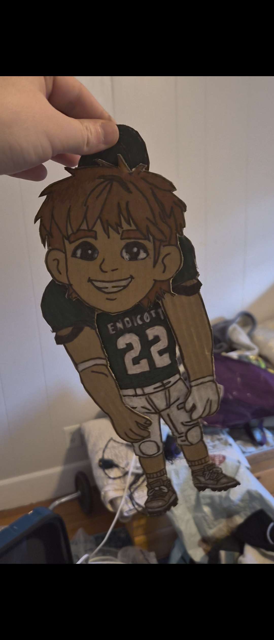 Cardboard puppet of my brother
